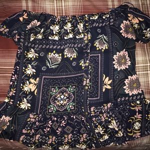 Floral button up off shoulder blouse